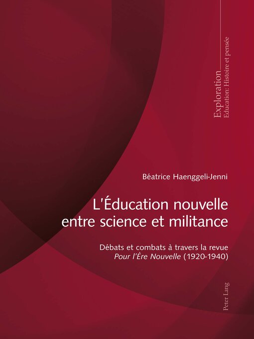 Title details for L'Éducation nouvelle entre science et militance by Rita Hofstetter - Available